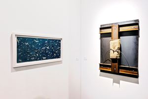 Alighiero Boetti and Jannis Kounellis, <a href='/art-galleries/mazzoleni/' target='_blank'>Mazzoleni</a>, Art Basel Miami Beach (5–8 December 2019). Courtesy Ocula. Photo: Charles Roussel.